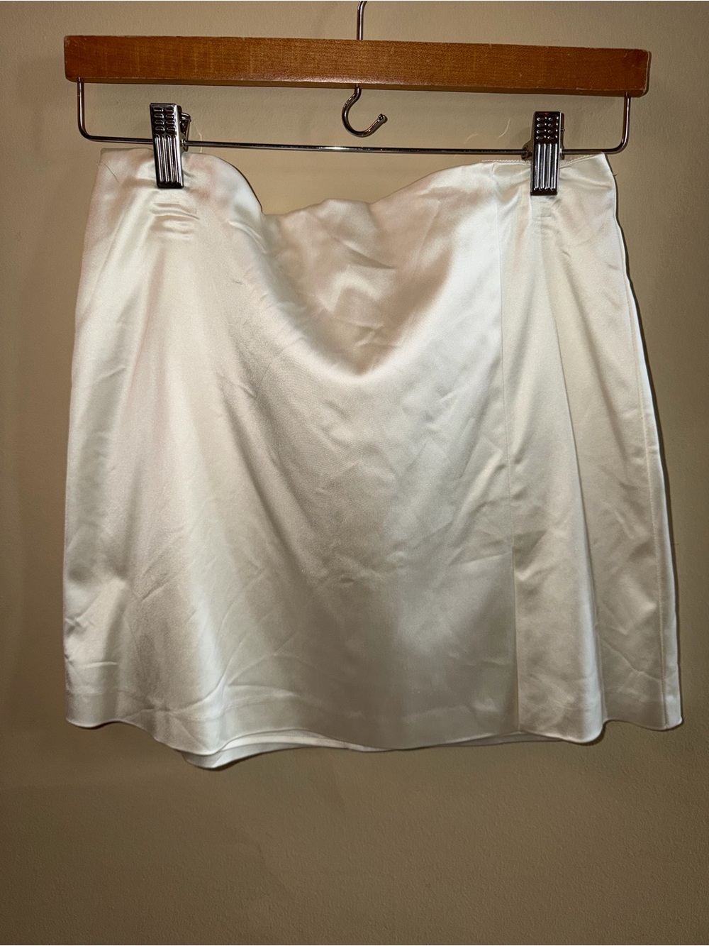 Sunday Best White Satin Skater Mini Skirt